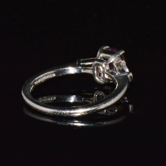 TIFFANY & CO. GIA CERTIFIED NATURAL 1.36CTS DIAMOND SAPPHIRE PLATINUM RING - Picture 11 of 15